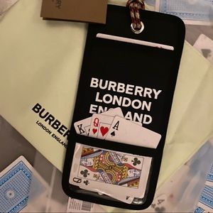 Burberry Lanyard ID holder w/ Case in black -NWT